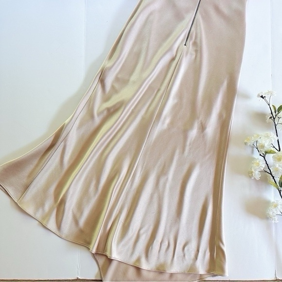 Alice + Olivia Harmony Asymmetrical Midi Dress in Sand - Picture 8 of 10